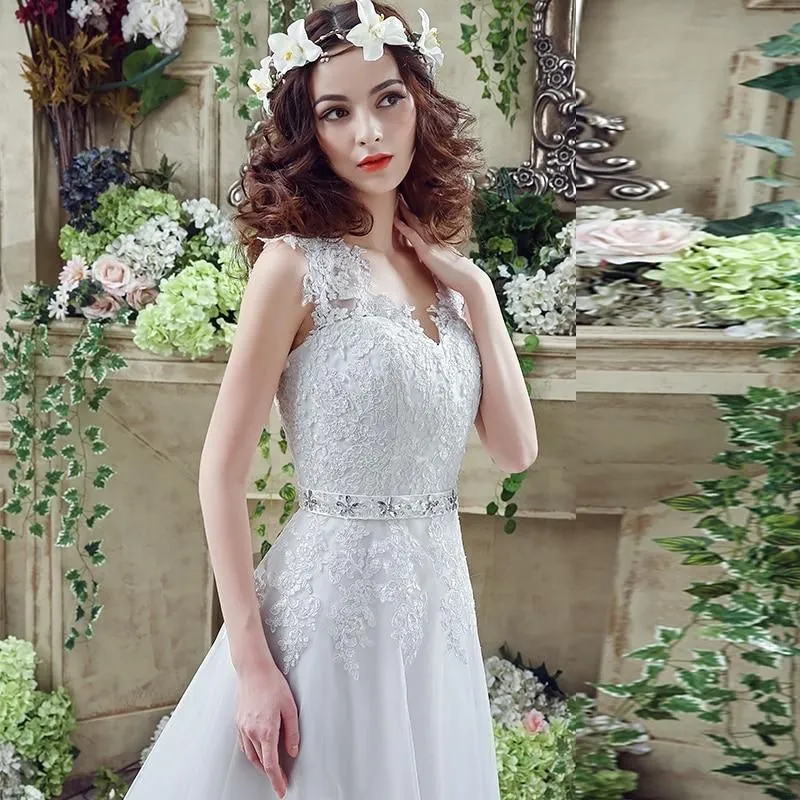 A-line with Sweep Train Wedding Dresses