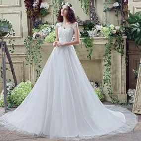 A-line with Sweep Train Wedding Dresses