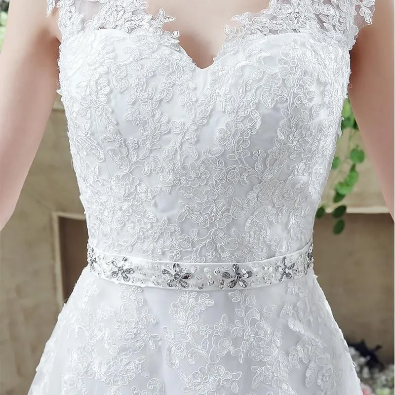 A-line with Sweep Train Wedding Dresses
