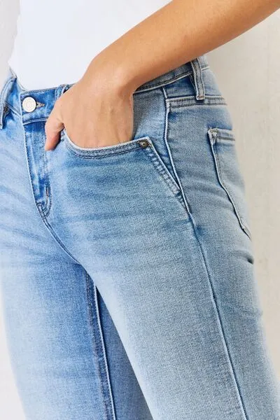 Adelaide Mid Rise Y2K Slit Bootcut Jeans by Kancan