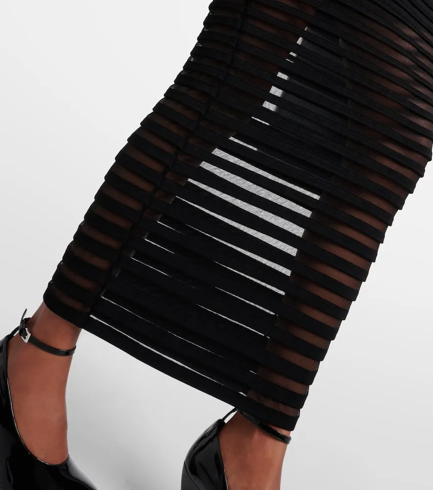 Alaia Striped cr√É¬™pe-paneled gown
