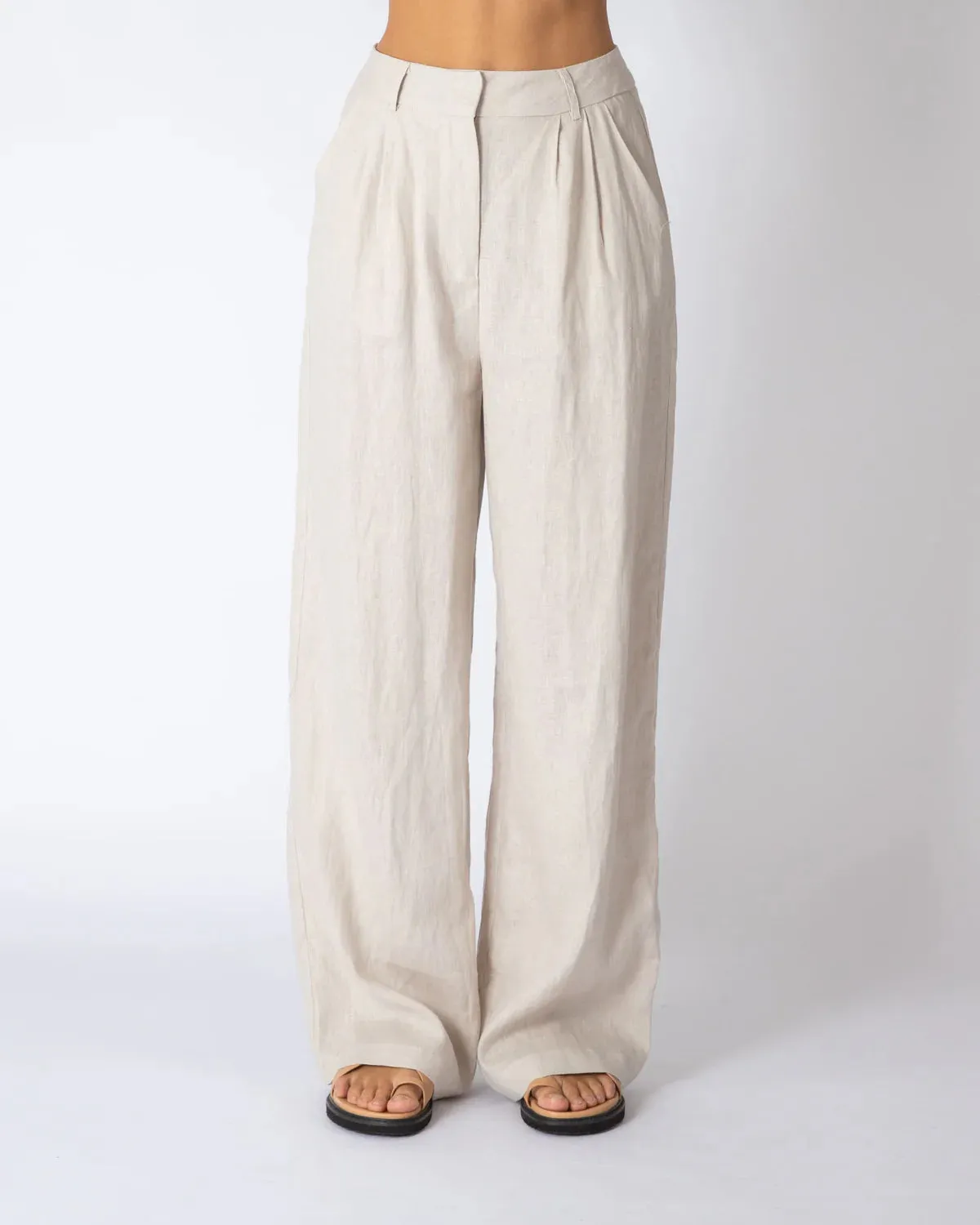 Alani Linen Straight Leg Pants - Oatmeal