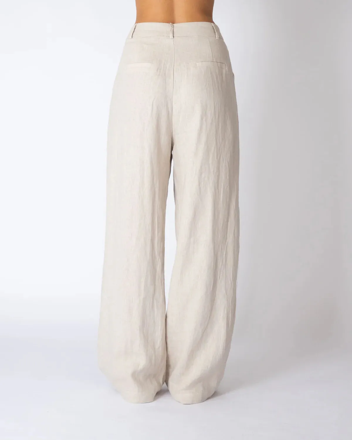 Alani Linen Straight Leg Pants - Oatmeal