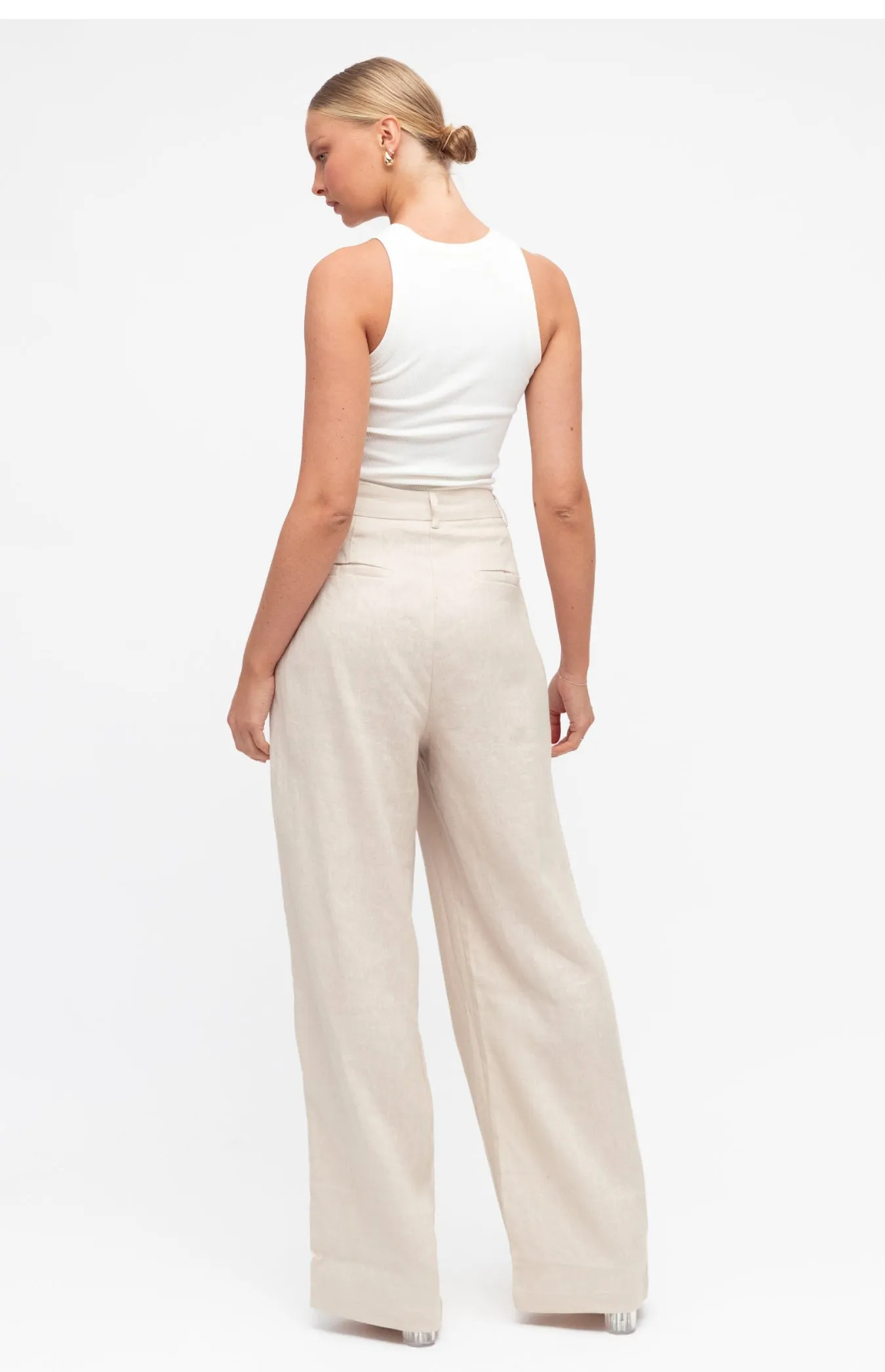 Alani Linen Straight Leg Pants - Oatmeal