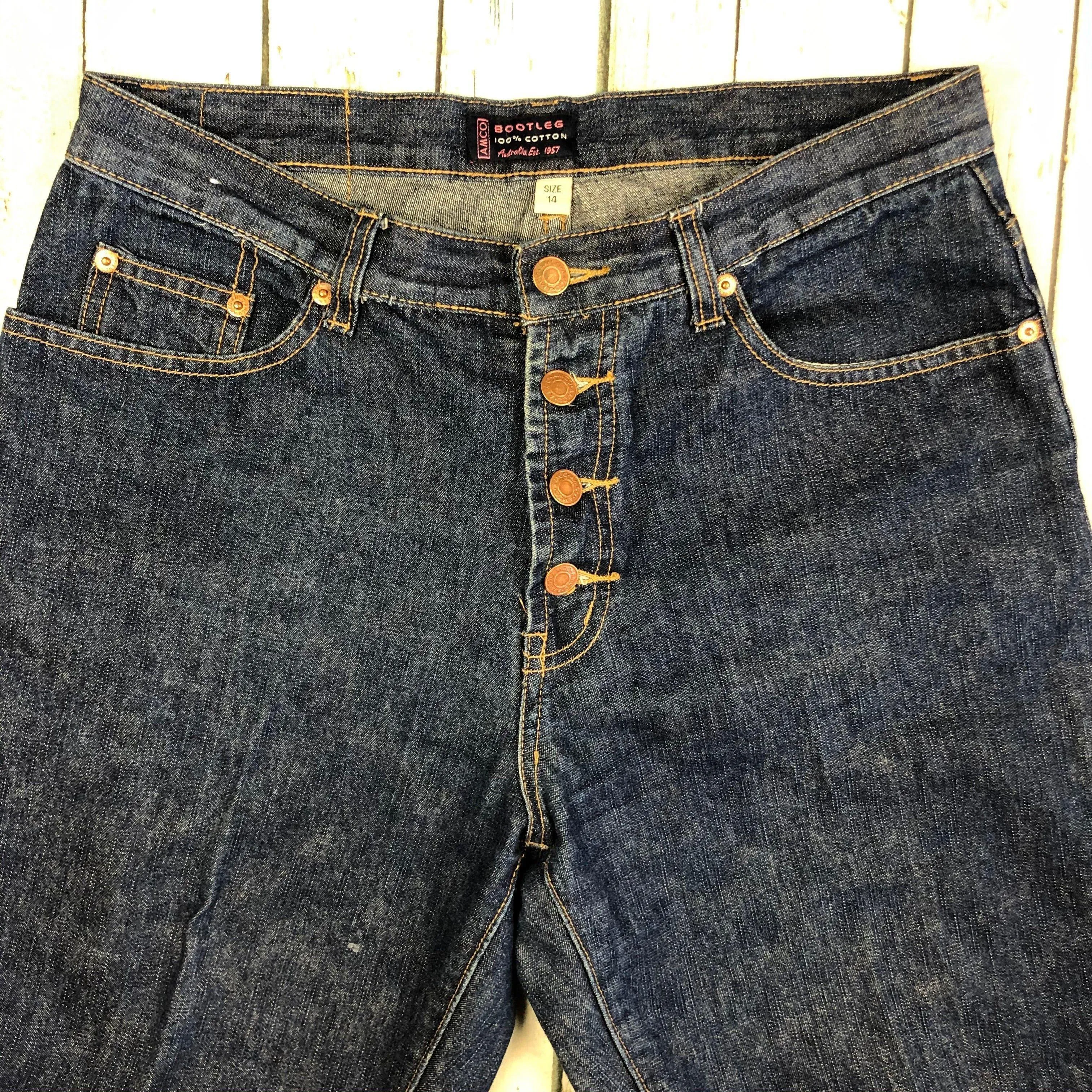 AMCO Australia Ladies Exposed Button Bootleg Jeans -Size 14