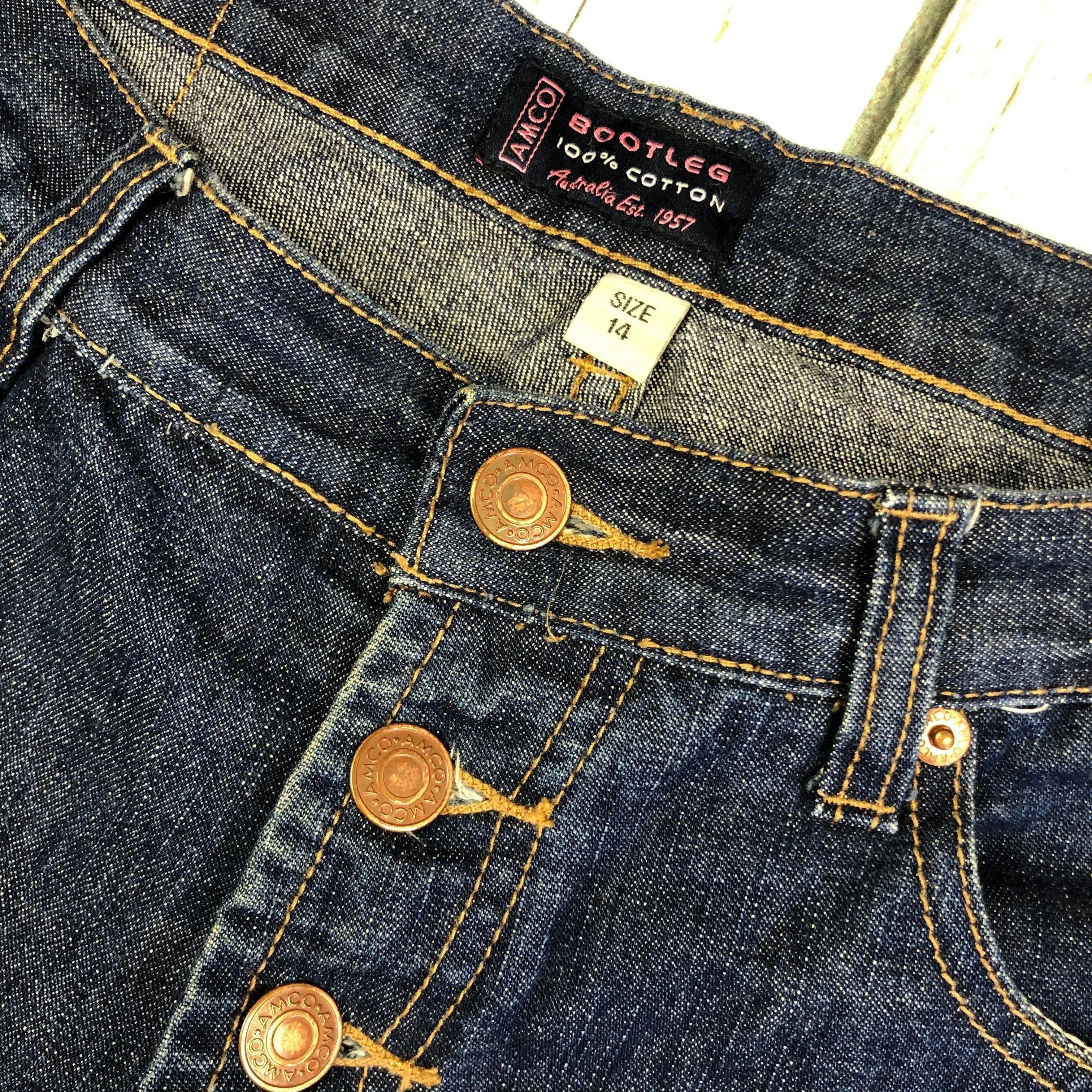 AMCO Australia Ladies Exposed Button Bootleg Jeans -Size 14