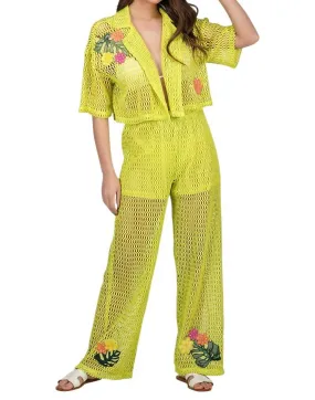 America & Beyond - Bianca Crochet Cropped Top