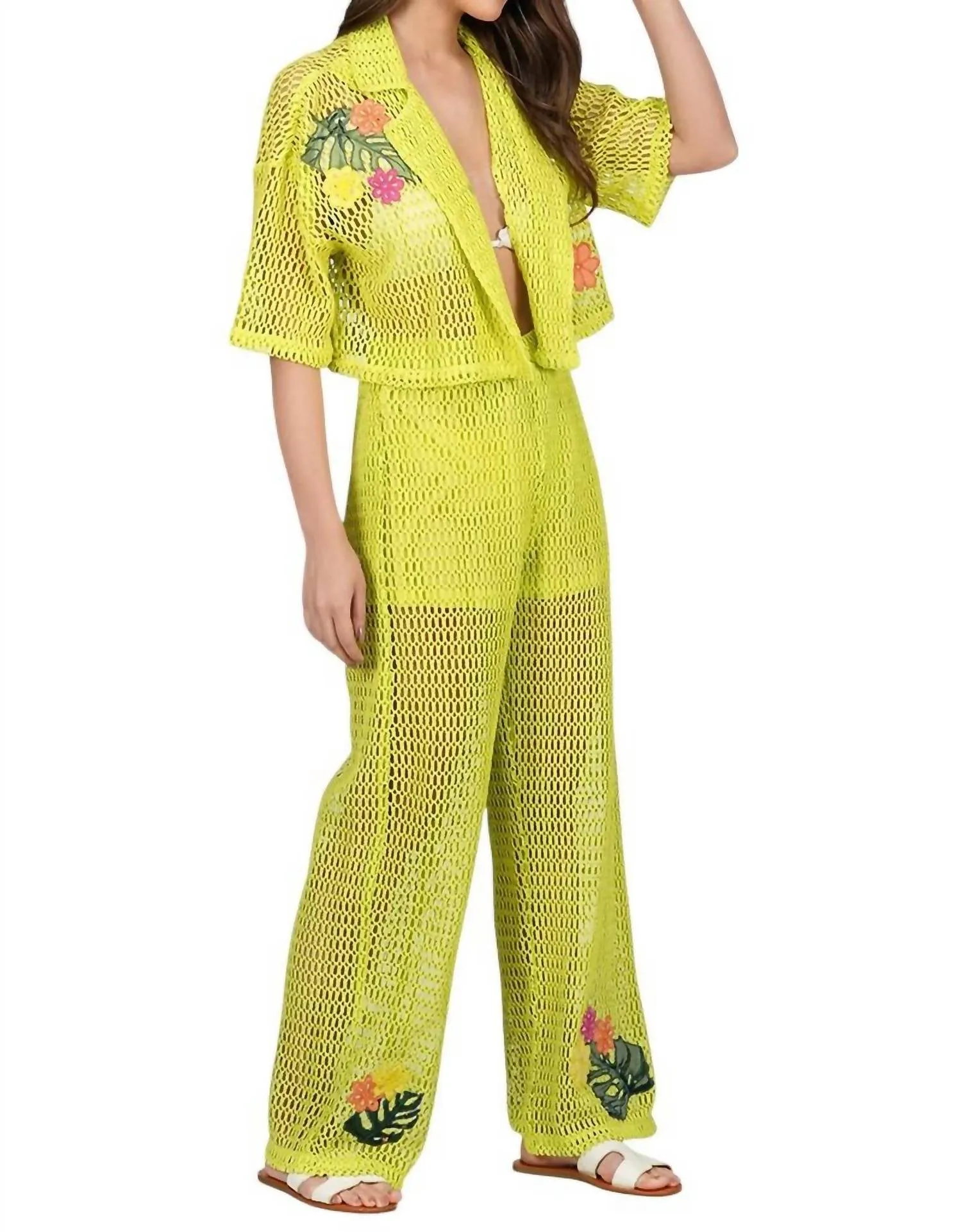 America & Beyond - Bianca Crochet Cropped Top