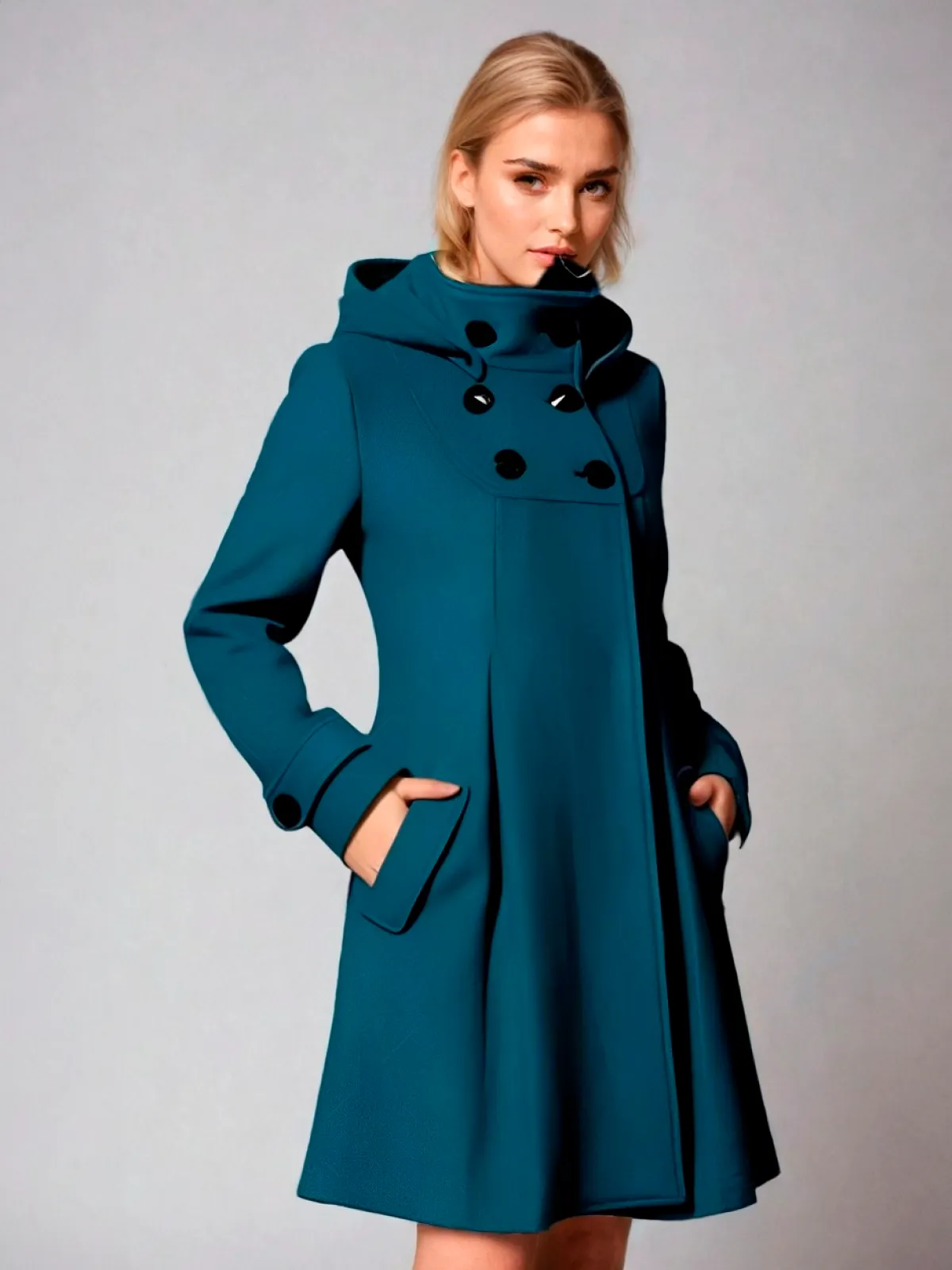 Aseel - Trench Coat with Hood and Side Pockets