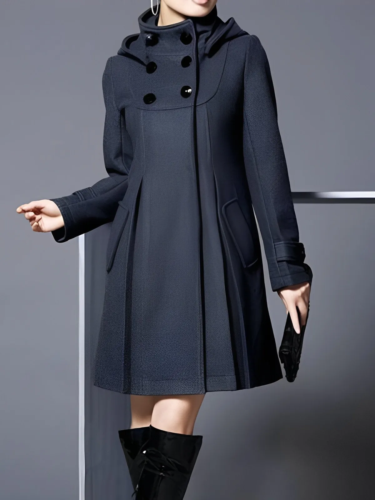 Aseel - Trench Coat with Hood and Side Pockets