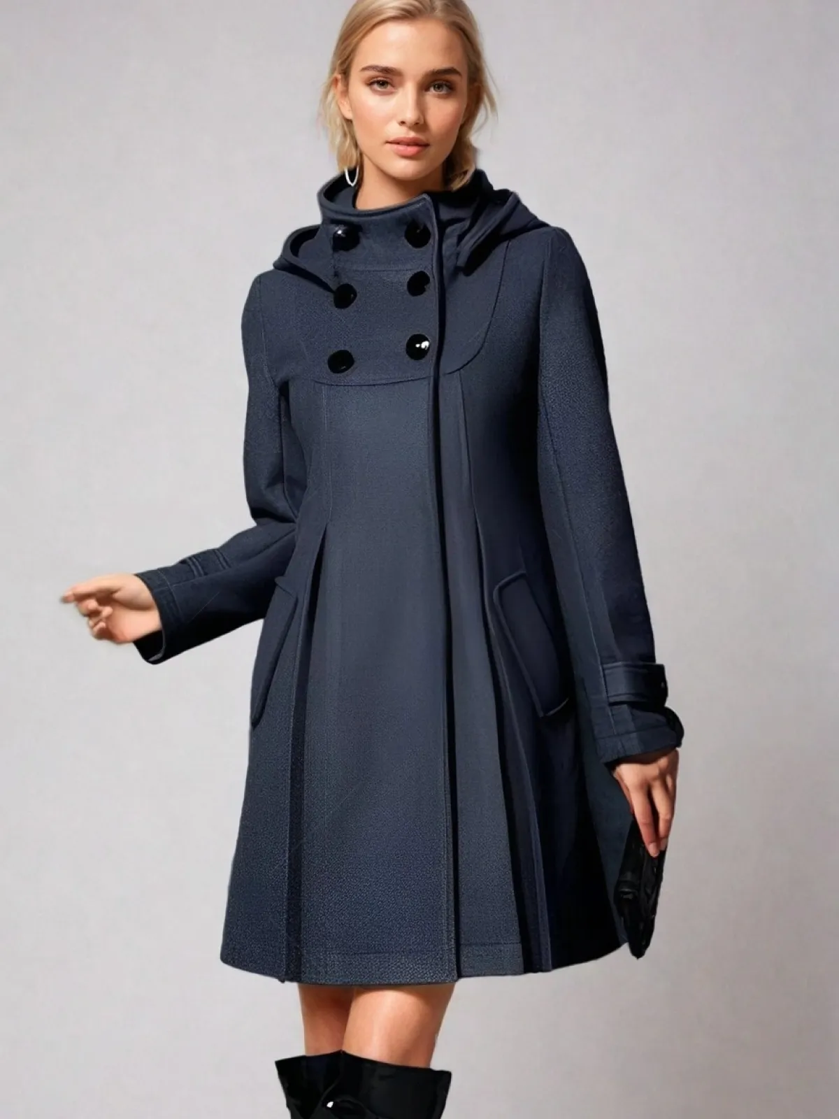 Aseel - Trench Coat with Hood and Side Pockets