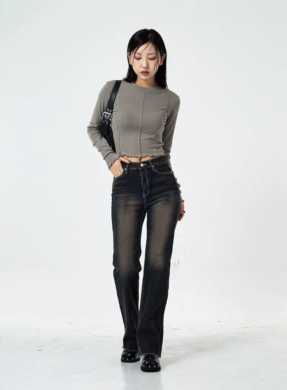 Basic Washed Bootcut Jeans CS07