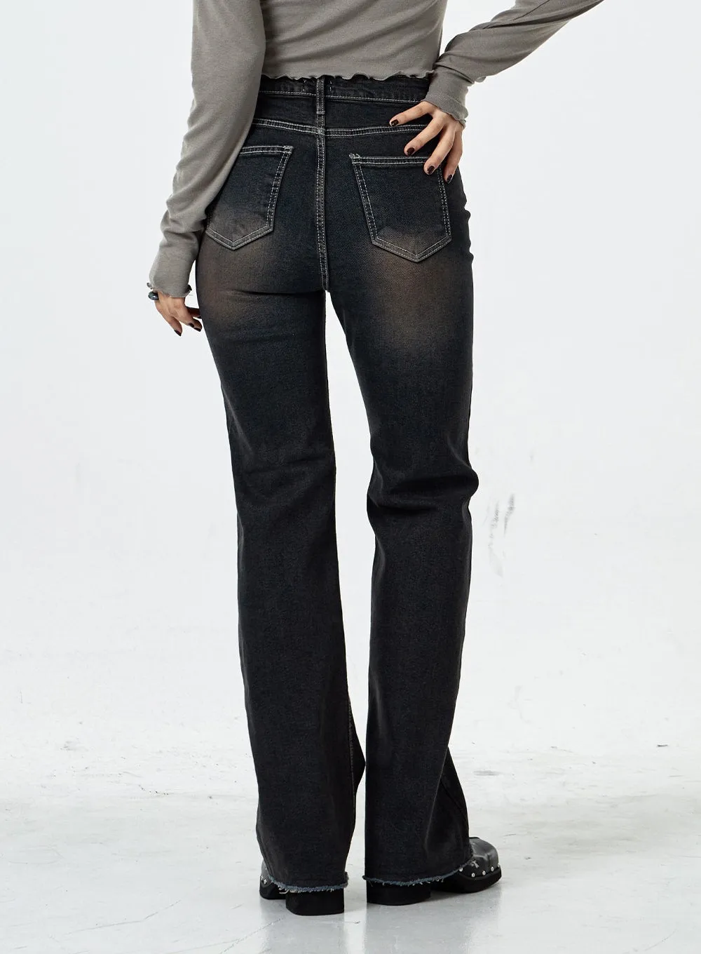 Basic Washed Bootcut Jeans CS07