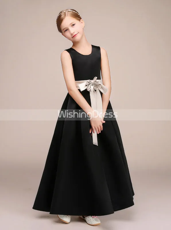 Black Junior Bridesmaid Dresses,Long Junior Bridesmaid Dress,JB00002