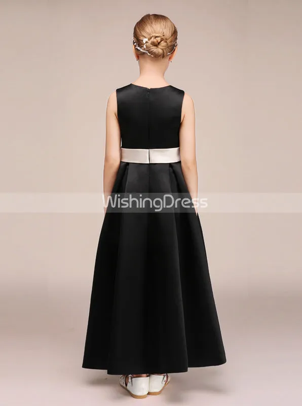 Black Junior Bridesmaid Dresses,Long Junior Bridesmaid Dress,JB00002