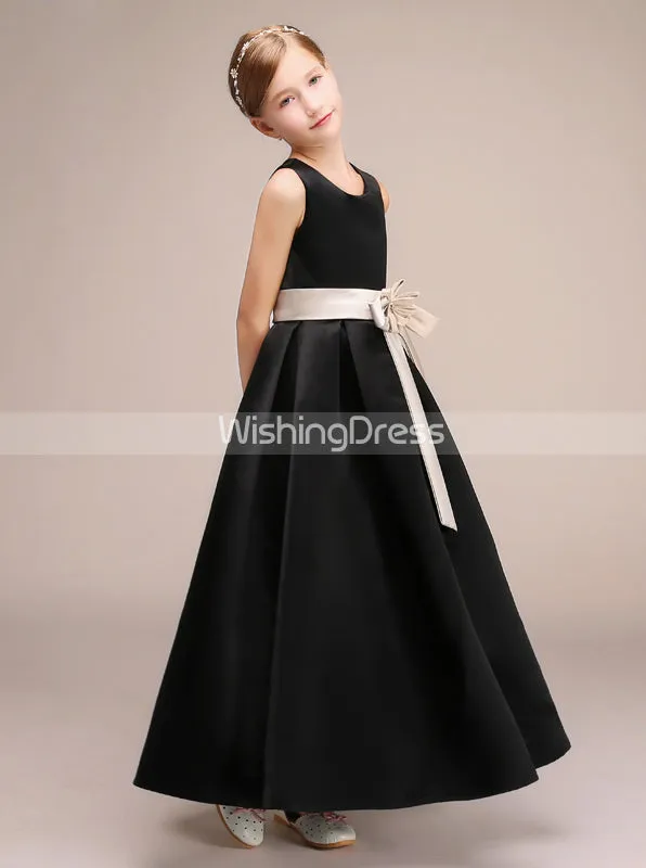 Black Junior Bridesmaid Dresses,Long Junior Bridesmaid Dress,JB00002