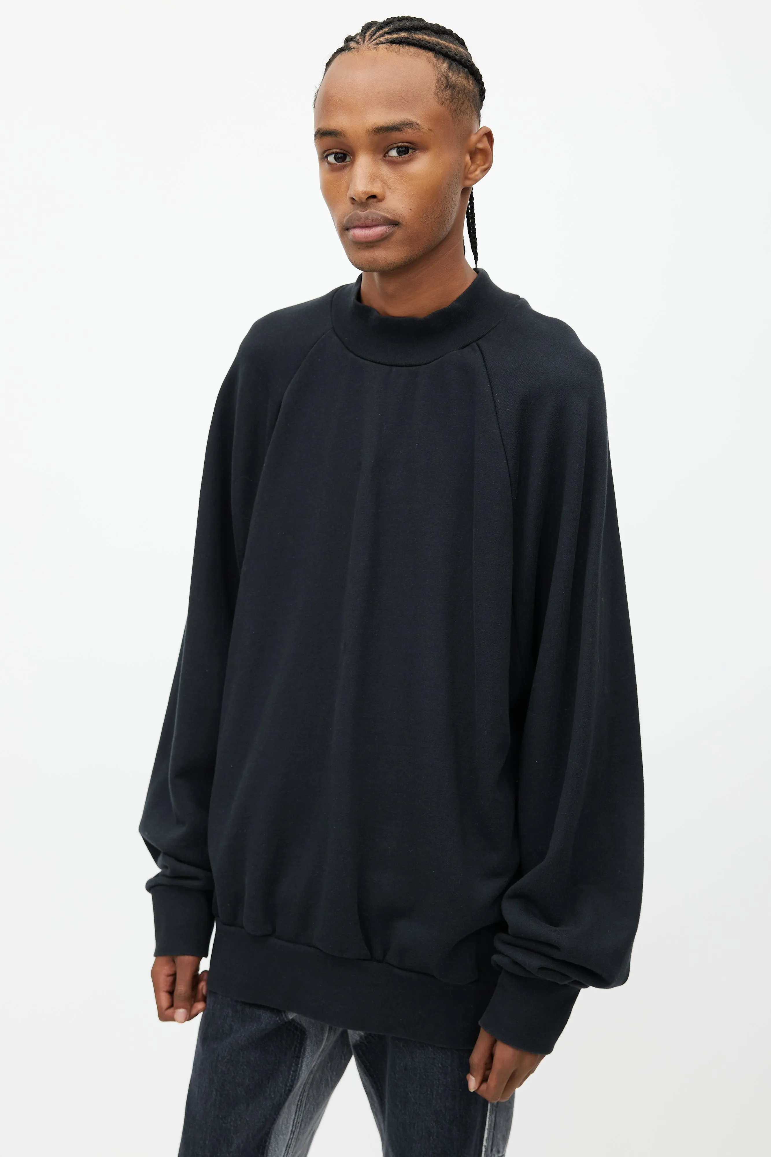 Black Side Zip Oversized Sweatshirt