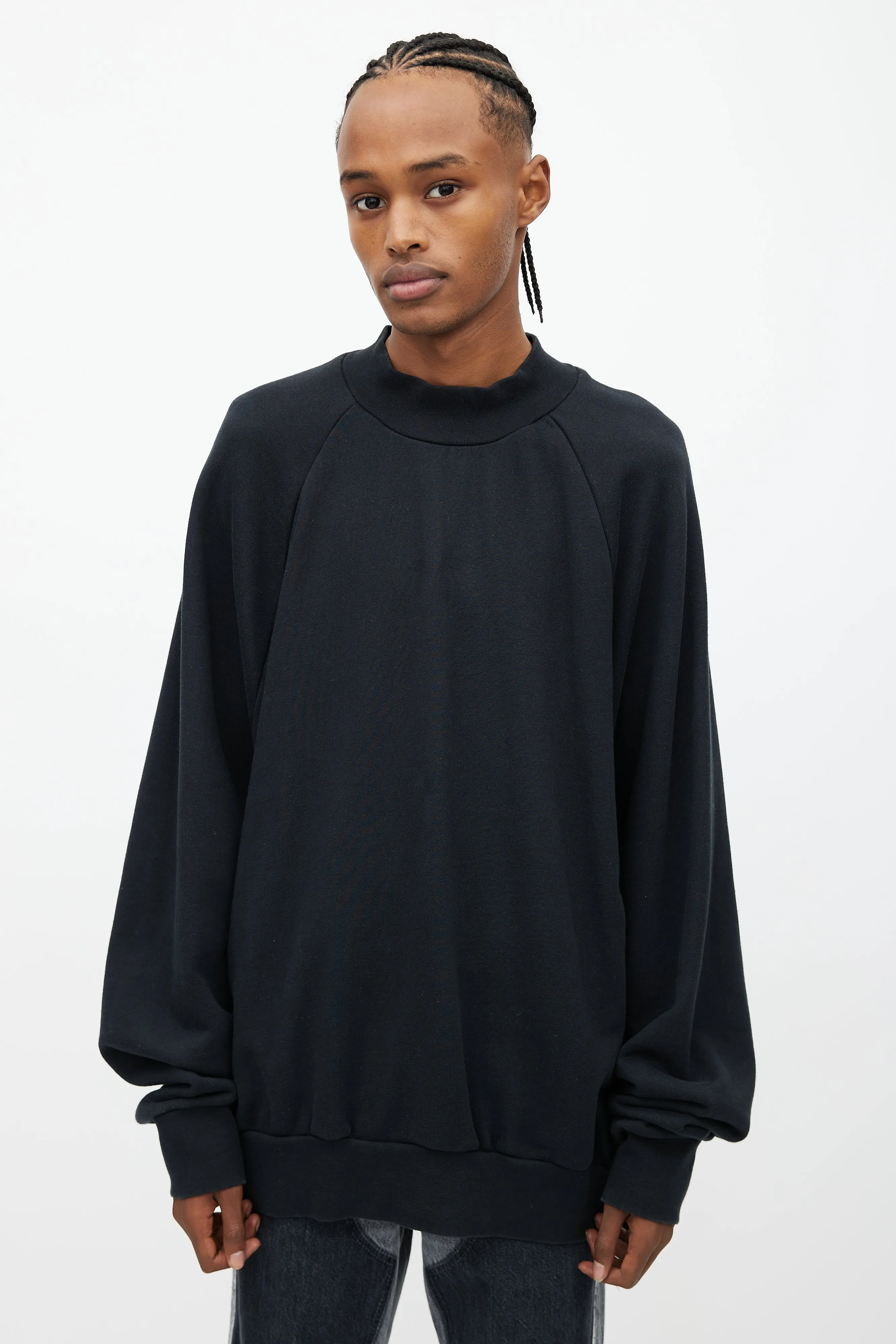 Black Side Zip Oversized Sweatshirt