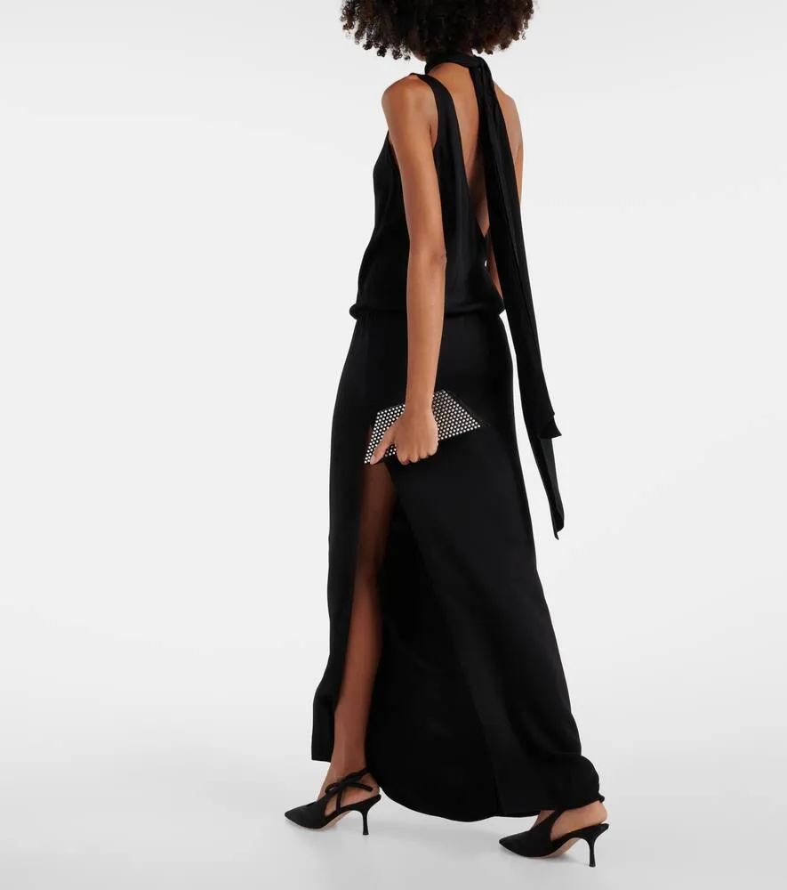 Christopher Esber Draped halterneck side-slit gown