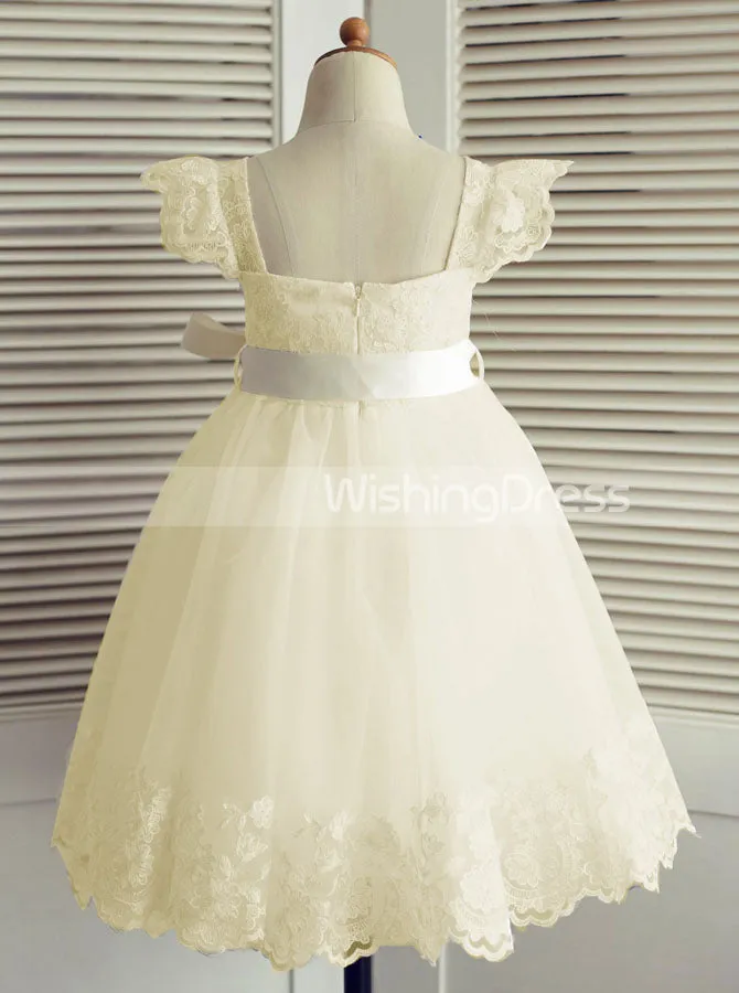 Cute Flower Girl Dresses,Ivory Flower Girl Dress,Flower Girl Dress with Belt,FD00013