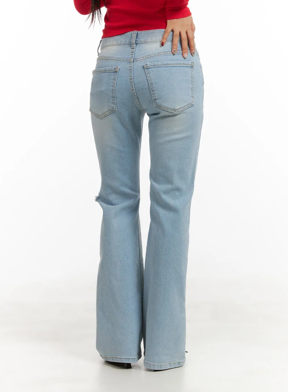 Distressed Bootcut Jeans CY403