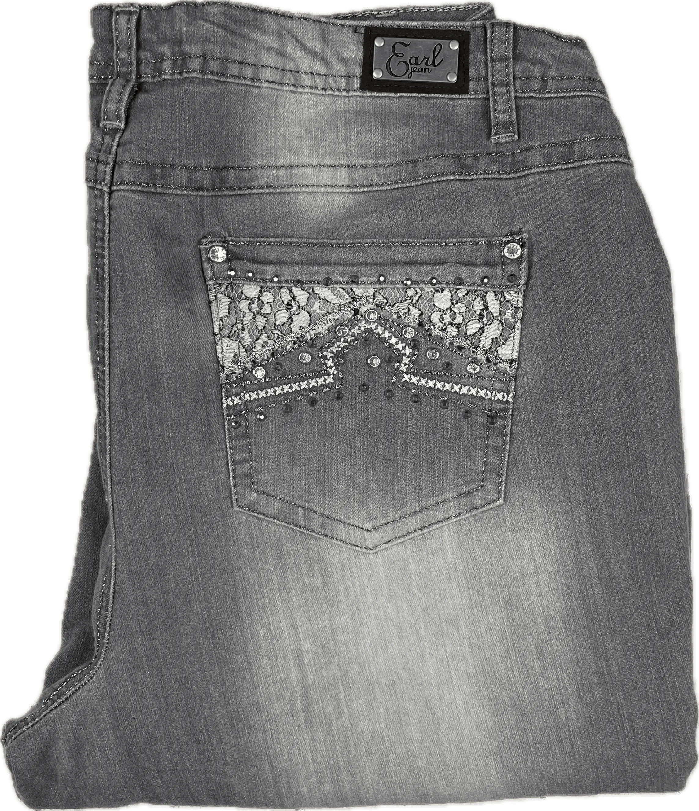 Earl USA Rhinestone & Lace Pocket Bootcut Jeans- Size 22