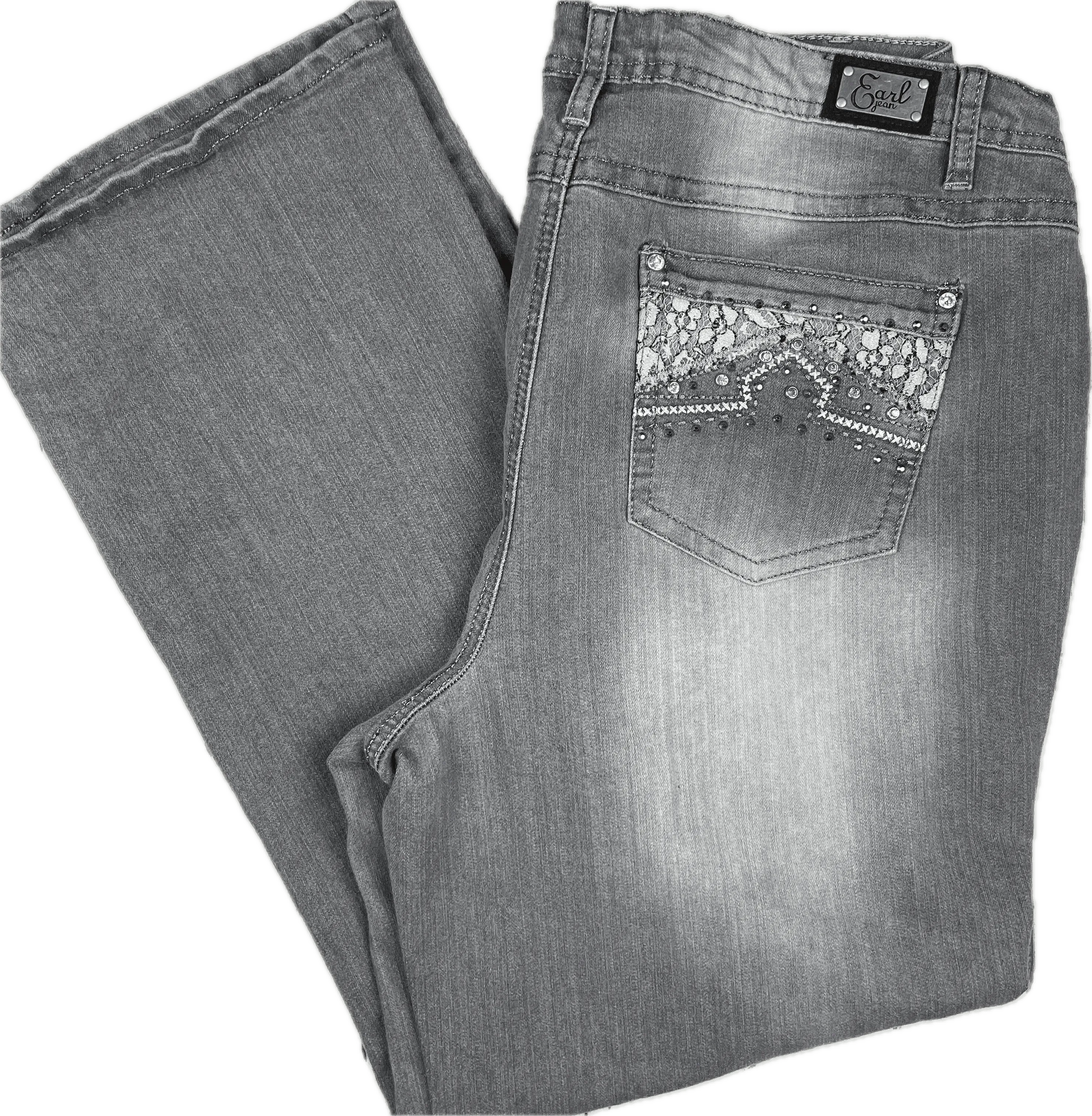 Earl USA Rhinestone & Lace Pocket Bootcut Jeans- Size 22