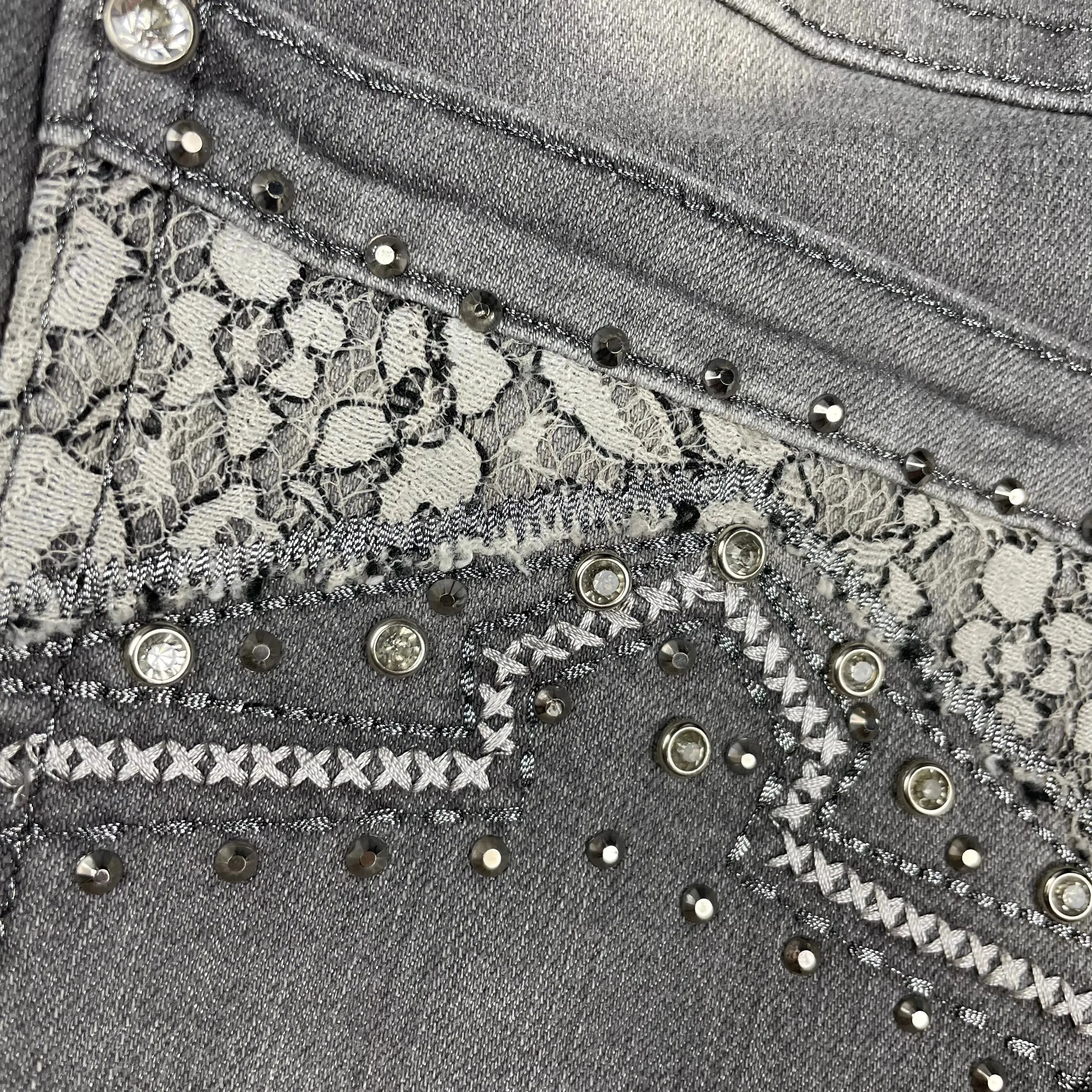 Earl USA Rhinestone & Lace Pocket Bootcut Jeans- Size 22
