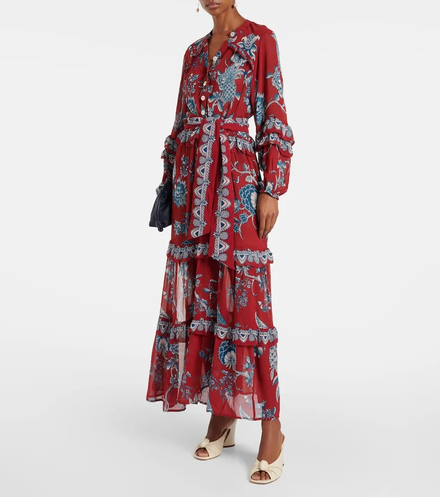 Farm Rio Tropical Landing ruffled maxi dress