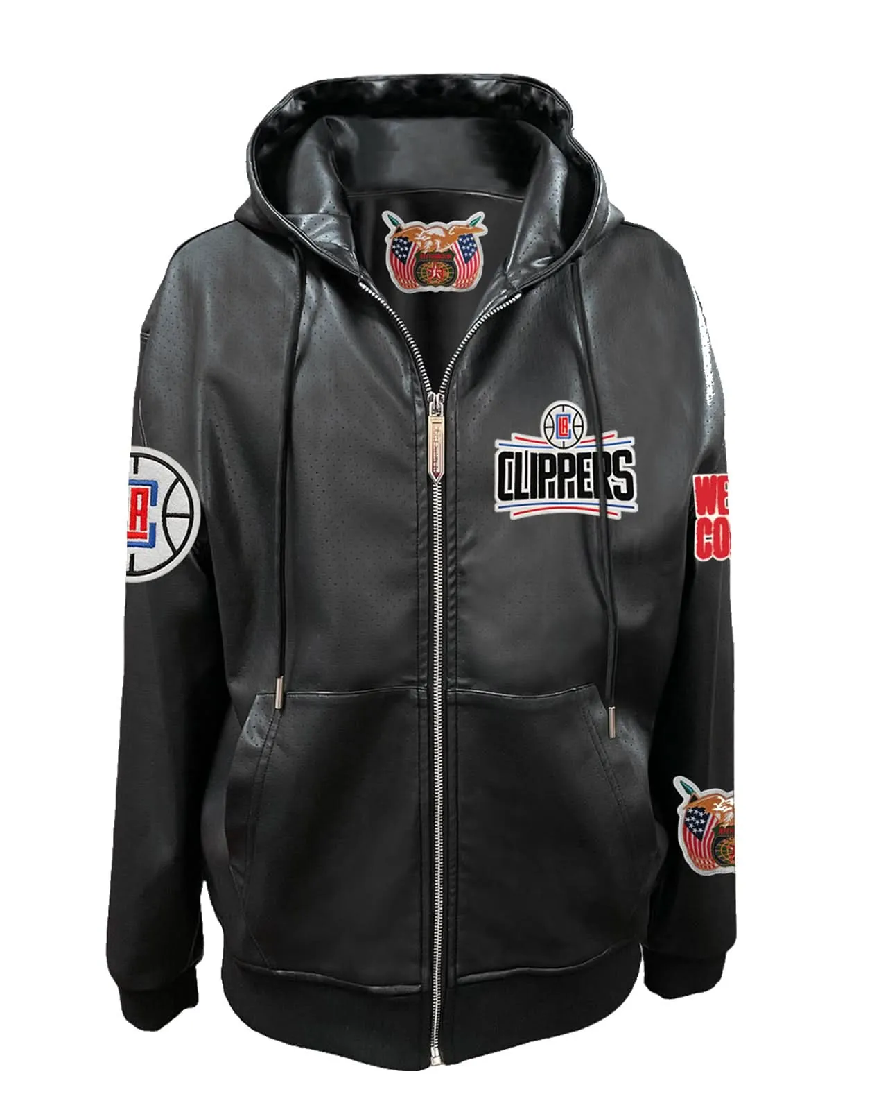 LOS ANGELES CLIPPERS LIGHTWEIGHT VEGAN ZIP-UP HOODED JACKET