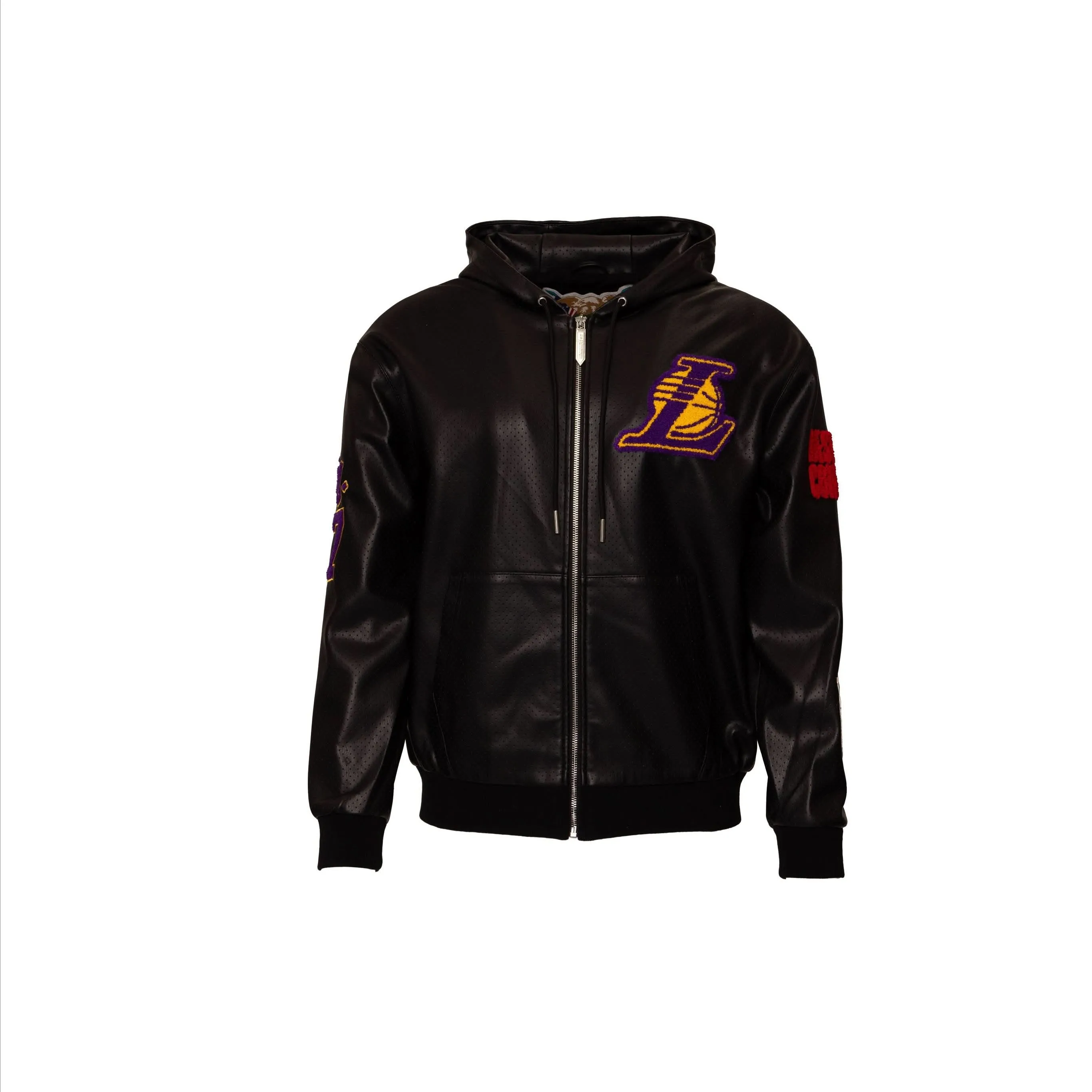 LOS ANGELES LAKERS 1947 LIGHTWEIGHT VEGAN ZIP-UP HOODED JACKET Black