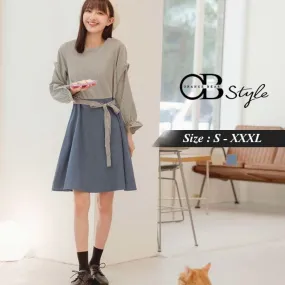 ORANGEBEAR CHECKED PATCHED A-LINE DRESS