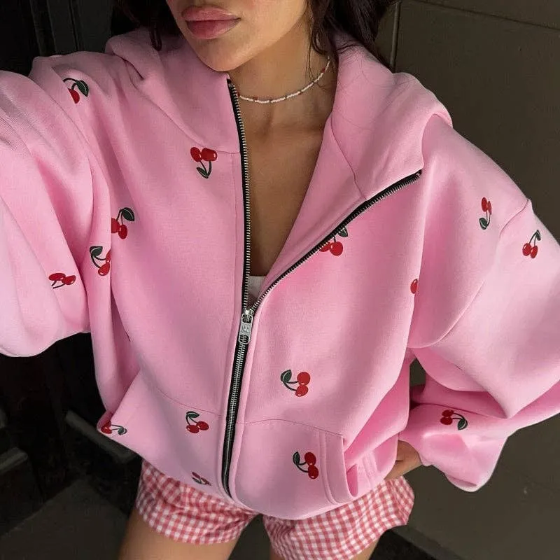 Oversized Hooded Zip-Up Jacket