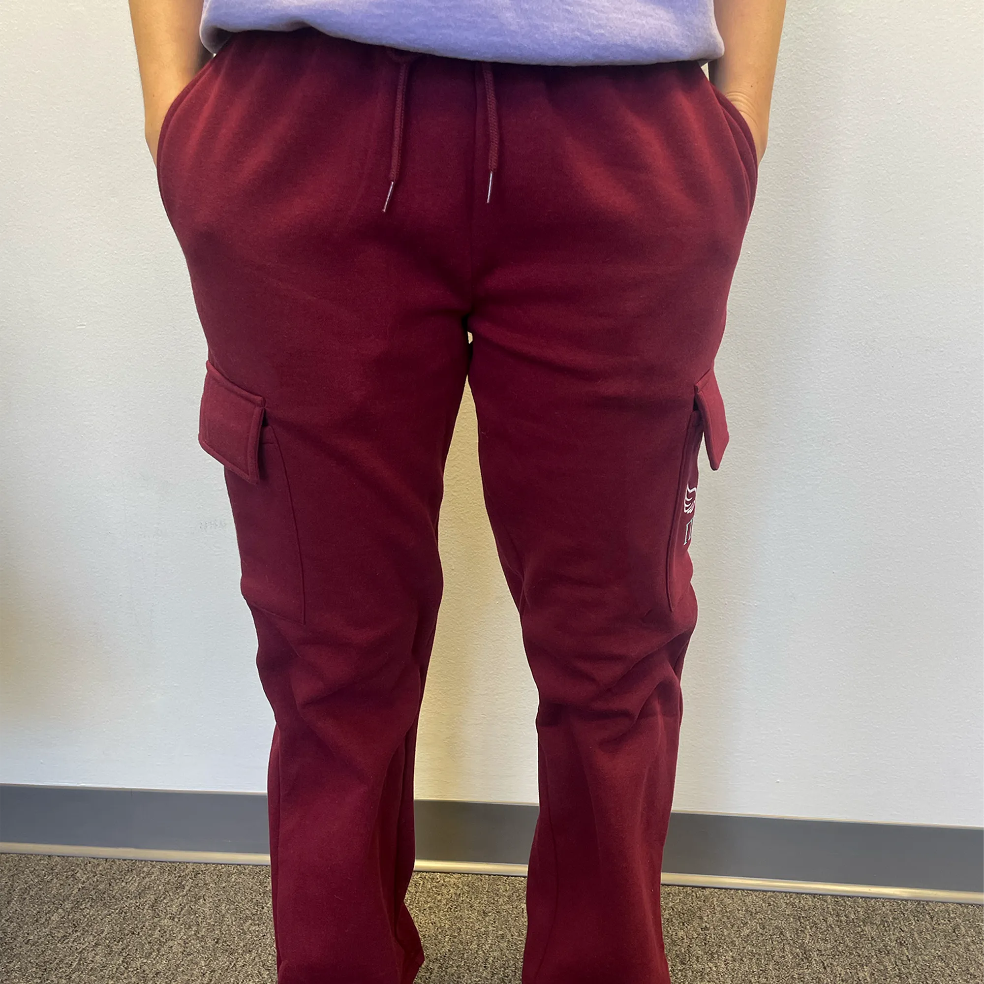 Pi Beta Phi Wings and Halo Fleece Cargo Sweatpants - Burgundy