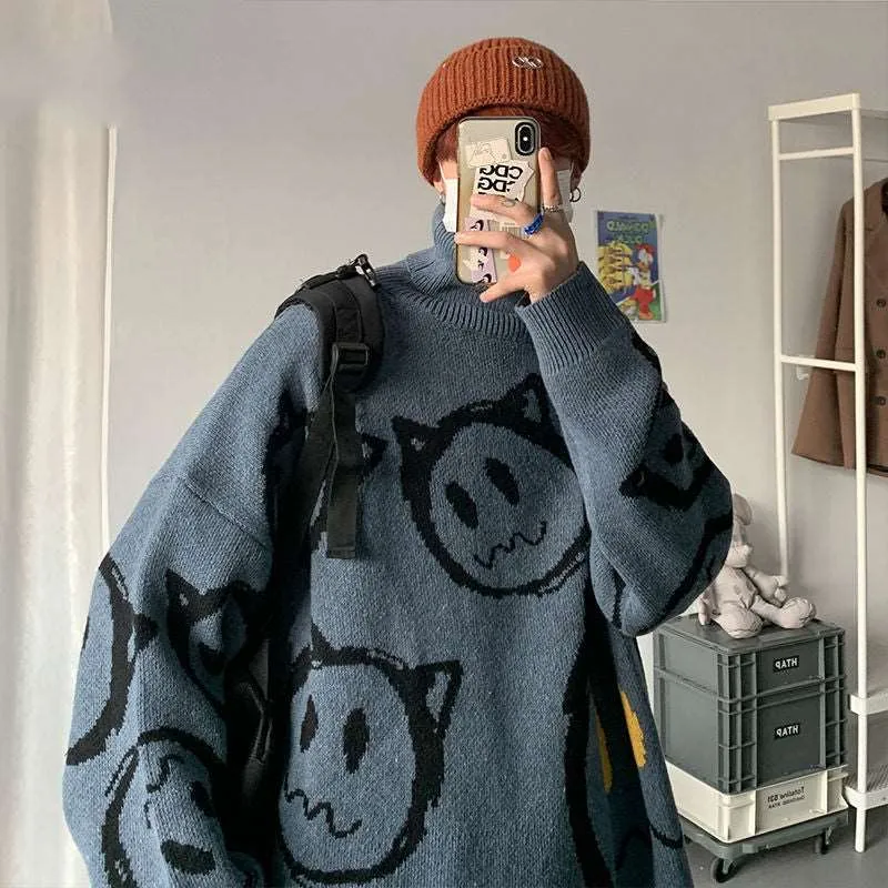 Retro Ghost Land Turtleneck Sweater